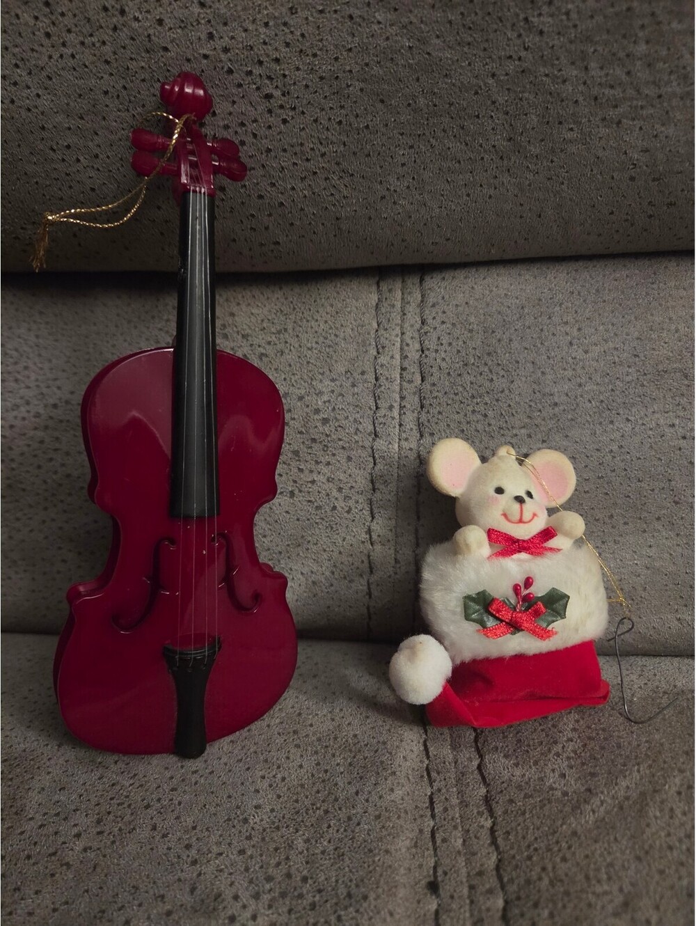Avon "peek-a-boo" ornament and novelty violin ornament